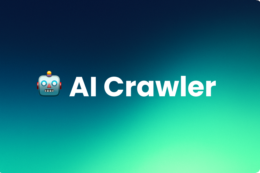 A blue and green background with a robot emoji and the text "AI crawler"
